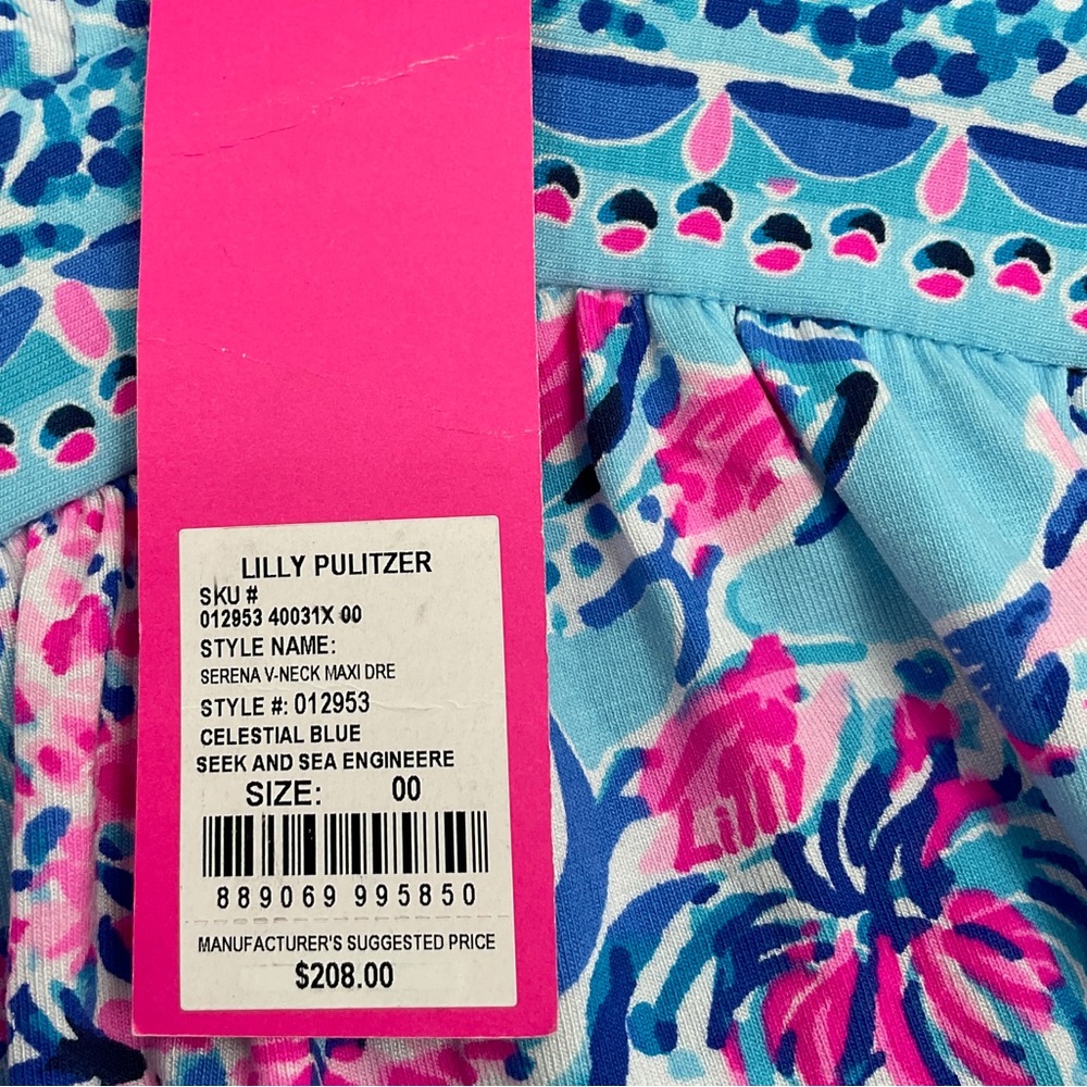 Lilly Pulitzer NWT Serena V-Neck Maxi Dress in Celestial Blue Seek and Sea 00 - Picture 13 of 16